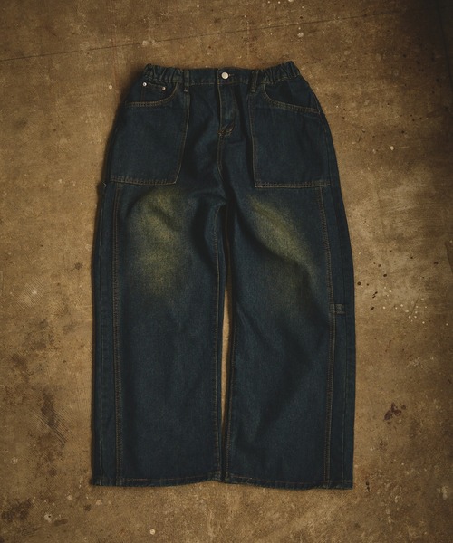 【CLEL】ヴィンテージデザイン フレアデニムパンツ 芸術デニム　グレイッシュ CLEL】Vintage Design Flare Denim Pants /ヴィンテージデザイン