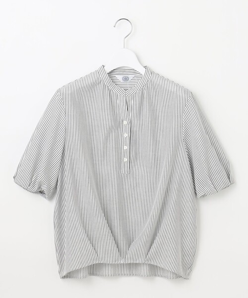 ブラウス シャツ 「洗える」ドビー強撚ストライプ コクーンシルエット ブラウス レディース ブラウス シャツ 「洗える」ドビー強撚ストライプ コクーン