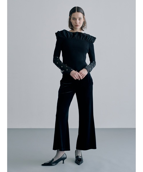 SORIN tシャツ Rib Puffed Shoulder Mini Top レディース