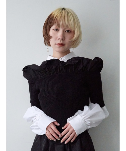 SORIN tシャツ Rib Puffed Shoulder Mini Top レディース
