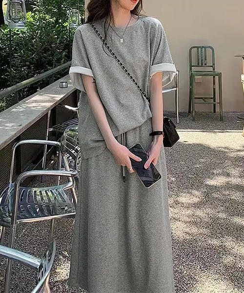 Admiral グレー Tシャツ スカート セットLサイズ Girly Doll（ガーリードール） セットアップ セットアップ Tシャツ