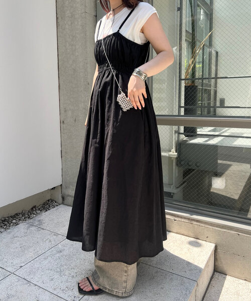 さりー　 新品未使用 mici ミチ ギャザーネックワンピース ブラック 未使用級✨BEARDSLEYビアズリー 肩ギャザーワンピース ブラック Free