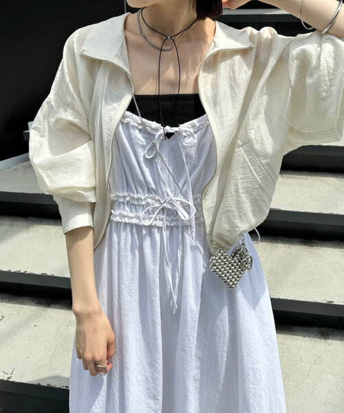 mystic ワンピース 「3色展開」リボンギャザーキャミワンピース