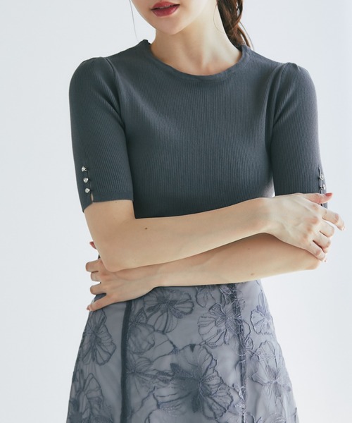 tocco closet ニット セーター 2WAYフラワーレース襟付き