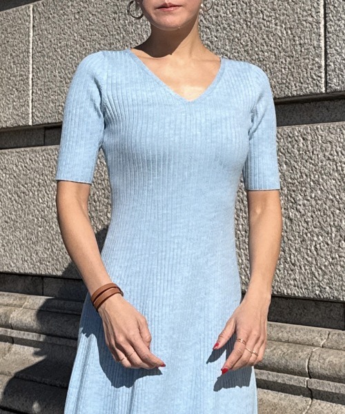 ワンピース 細見えリブワンピースの画像