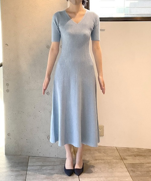 ワンピース 細見えリブワンピースの画像
