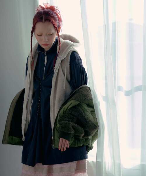 ベスト ジレ 「別注」MIDIUMISOLID×TGM　boa vest レディース MIDIUMISOLID ベスト ジレ 「別注」MIDIUMISOLID×TGM boa vest