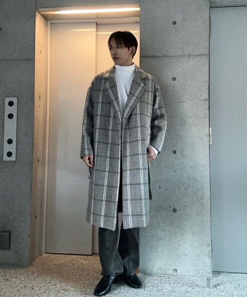 Otte ダウンジャケット ダウン グレンチェックガウンコート メンズ