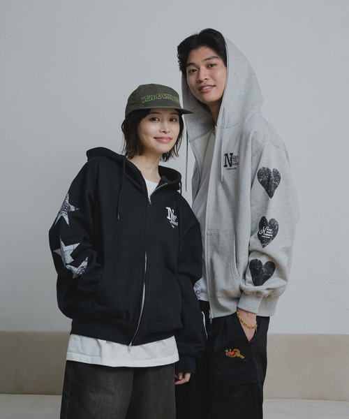 kaoyorinakami パーカー zip parka / スターハートジップパーカー