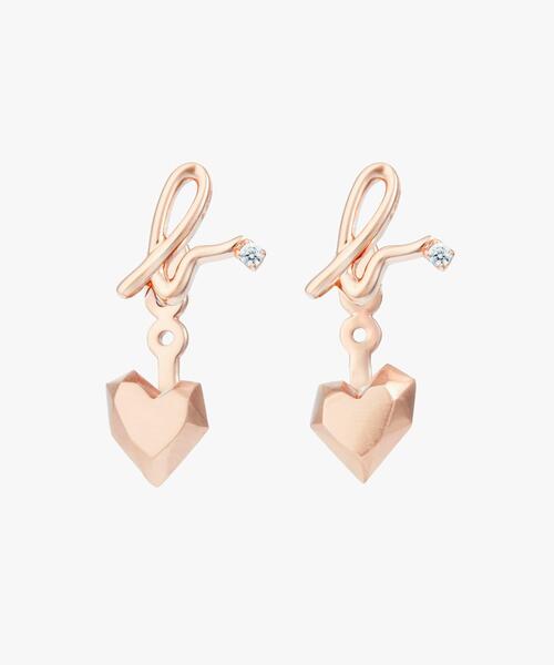 agnes b.★上品\"Carving of love\" 2WAY ハート ロゴ ピアス agnes b. ピアス H925 2way ハート ”Carving of love