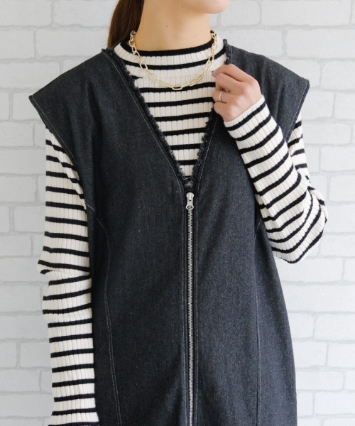 tシャツ Vネックデニムワンピース レディース