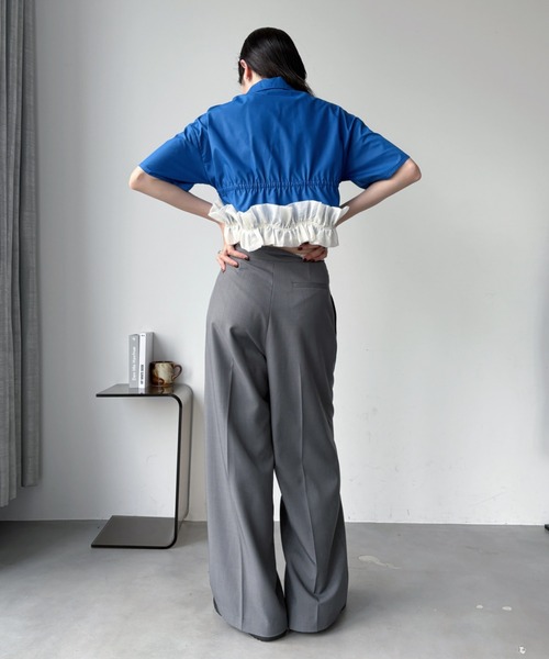 新品　2025年TRIACETATE POLYESTER アシンメトリーパンツ スラックス パンツ アシンメトリーストレートスラックスパンツ