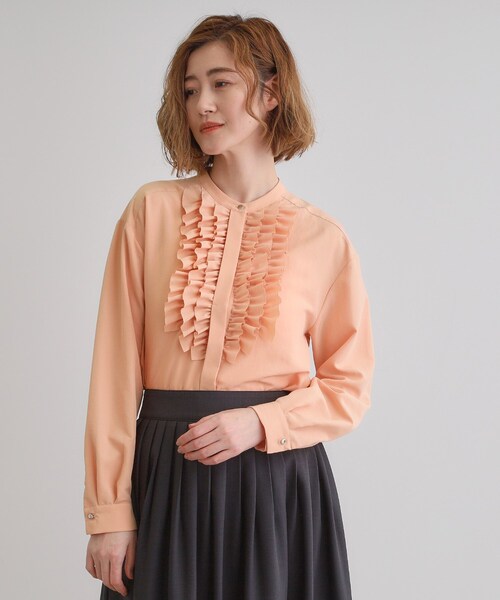 grove（グローブ） ブラウス シャツ スパンビンテージフリルブラウス