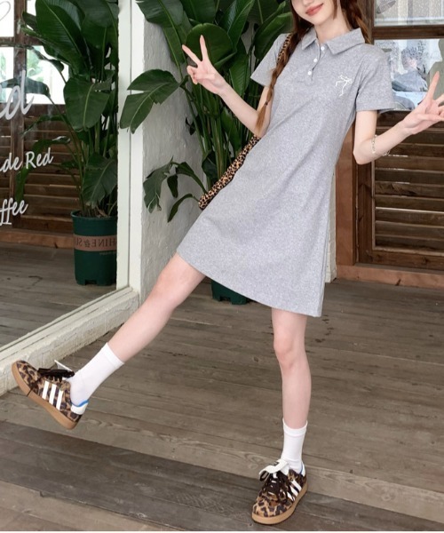 WEGO（ウィゴー） ワンピース 半袖 WEGO/リボン刺繍ポロワンピース