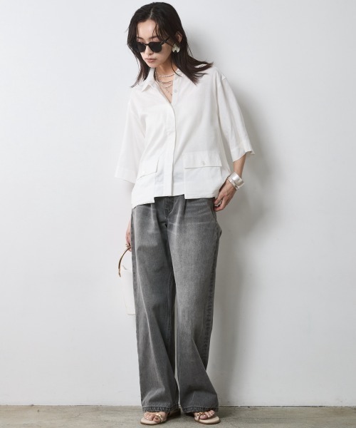 チェリー　極美品✨Theory　麻100%　ショート丈リネンブラウス theory 麻100% ショート丈ブラウス シャツ リネン