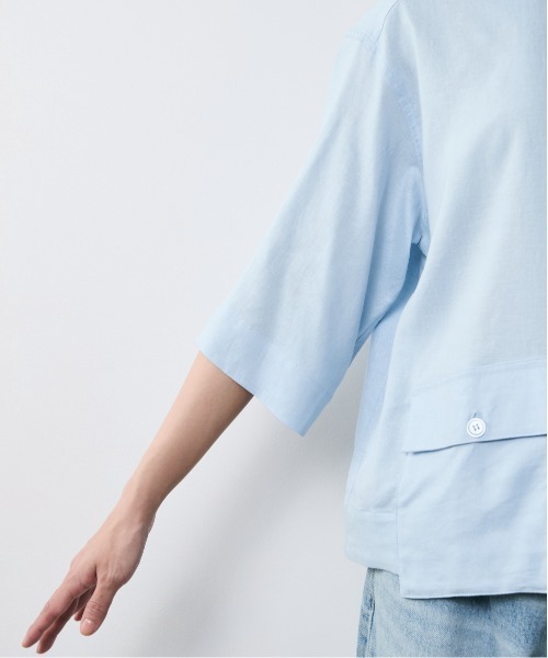 CHIC STYLE ブラウス シャツ レーヨン麻5分袖ショート丈シャツ