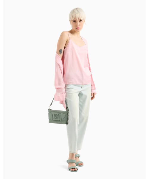 ブラウス シャツ 「A|X アルマーニ エクスチェンジ」ヴィスコースクレープ 長袖ロングシャツ レディース ARMANI EXCHANGE ブラウス シャツ 「A|X アルマーニ
