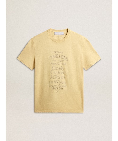 tシャツ Tシャツ メンズ コットン（ペールイエロー） フェードレター メンズ