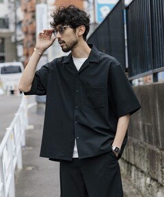 シャツ FREAK’S STORE/フリークスストア 速乾素材 リラックスフィット オープンカラーシャツ ショートスリーブ  リネン風/LINEN L