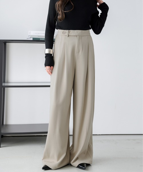 パンツ タックストレートワイドパンツ レディース : ZOZOTOWN Yahoo!店