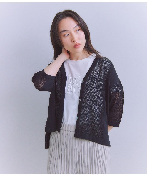 カーディガン 「 FLAKE COTTON」 メッシュニットカーディガン レディース
