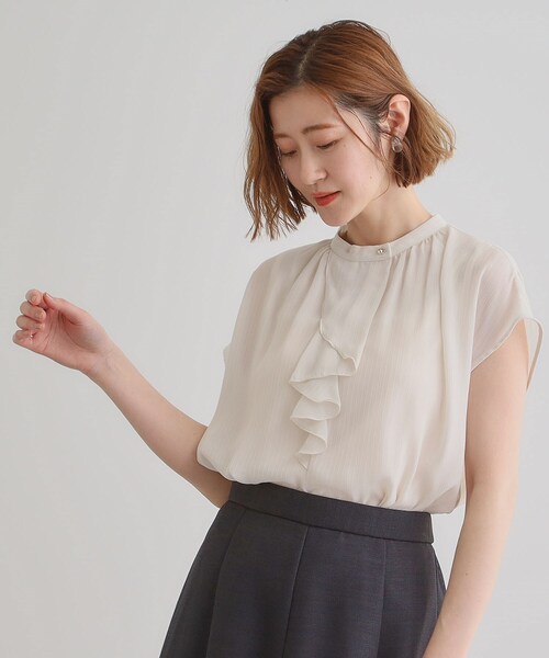 grove ブラウス シャツ フロントラッフルフリルブラウス