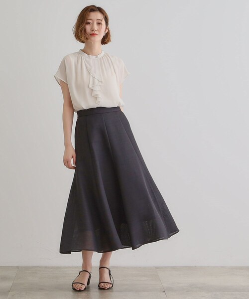 GROVE フリル付きブラウンフーディ F grove（グローブ） ブラウス