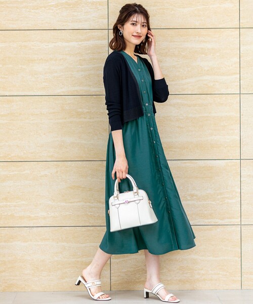 pium フロントボタン サイドギャザーワンピ any SiS｜【洗える】フロントボタンギャザー ワンピース
