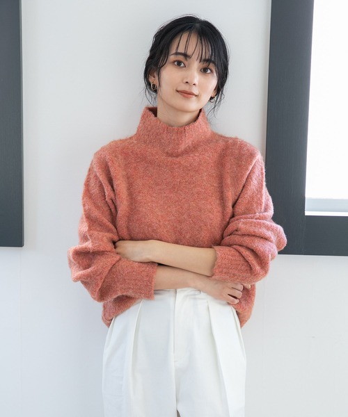 NANO universe（ナノ・ユニバース） 長袖ニット FREE サーモンピンク