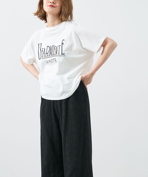 tシャツ 「La Hutte×MICA＆DEAL」”UFARNIENTE”ロゴプリントT-shirt レディース