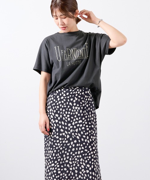 tシャツ 「La Hutte×MICA＆DEAL」”UFARNIENTE”ロゴプリントT-shirt レディース