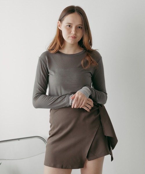 tシャツ ADAWAS/アダワス ULTRA SOFT GAUZE CREW-NECK 長袖Ｔシャツ フェイクレイヤード レディース