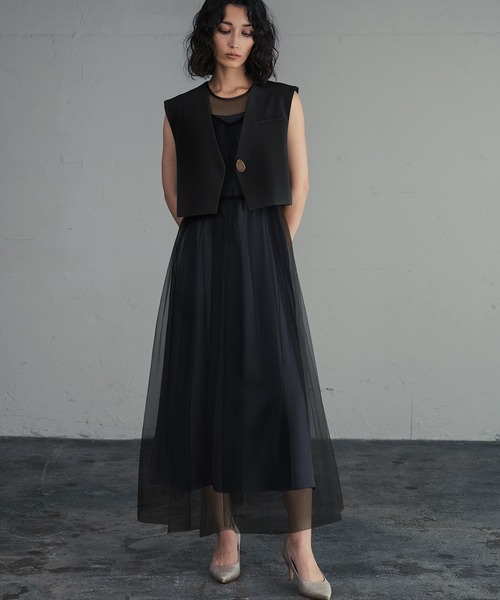 GIRL パーティードレス　お呼ばれドレス　オケージョンドレス GIRL DRESS FOR NOW ドレス オープンショルダーチュールギャザー