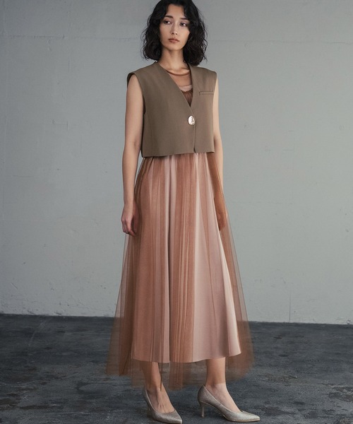 チュールオケージョンドレス GIRL DRESS FOR NOW ドレス ショートジレ セット チュールドレス