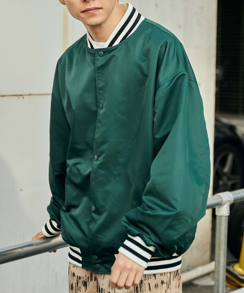 「WEGO」 スタジャン LARGE ダークグリーン メンズ_画像2