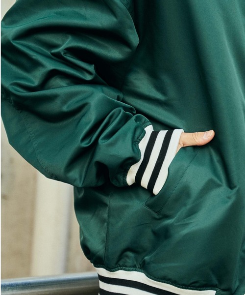 「WEGO」 スタジャン LARGE ダークグリーン メンズ_画像6