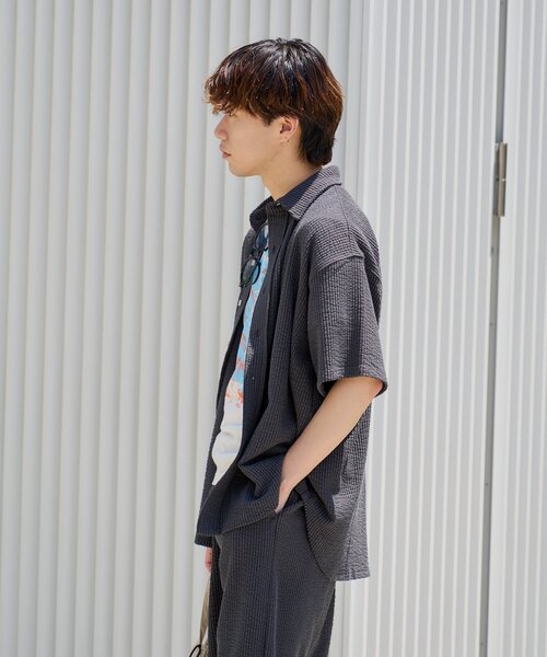 ブラウス シャツ 「UNISEX/SETUP対応」ストレッチシアサッカーショートスリーブシャツ レディース メンズ WHIMSIC ブラウス シャツ 「UNISEX/SETUP対応」ストレッチシア