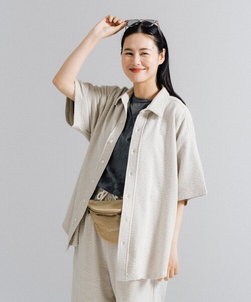 ブラウス シャツ 「UNISEX/SETUP対応」ストレッチシアサッカーショートスリーブシャツ レディース メンズ UNISEX/SETUP対応】ストレッチシアサッカーショートスリーブ
