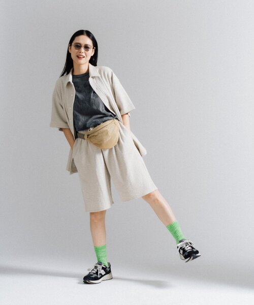 Beauty&Youth シアサッカー　チェック柄ショートスリーブセットアップ Beauty&Youth シアサッカー チェック柄ショートスリーブ