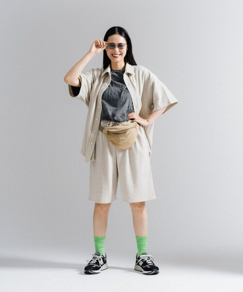 ブラウス シャツ 「UNISEX/SETUP対応」ストレッチシアサッカーショートスリーブシャツ レディース メンズ WHIMSIC ブラウス シャツ 「UNISEX/SETUP対応」ストレッチシア