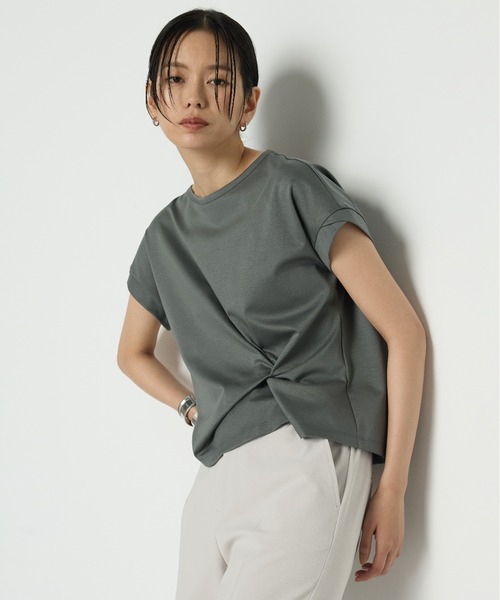 tシャツ コットン強撚ポンチ デザインタックシャツ レディース