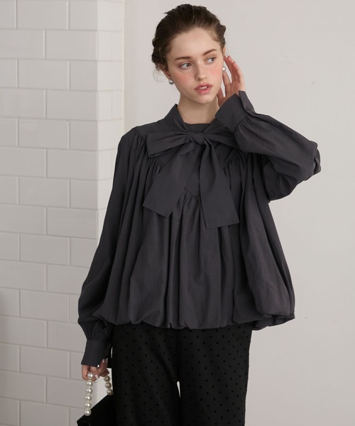 BONLECILL noir ブラウス シャツ 「BONLECILL noir」2wayビッグリボン