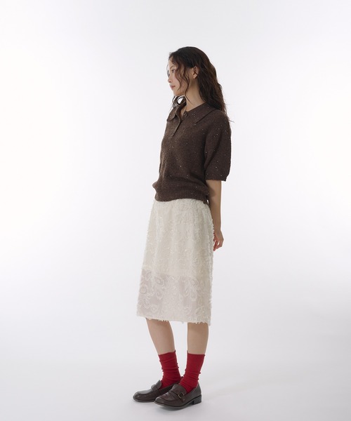 MUHET スカート sheer jaguard midi skirt / シアージャガード