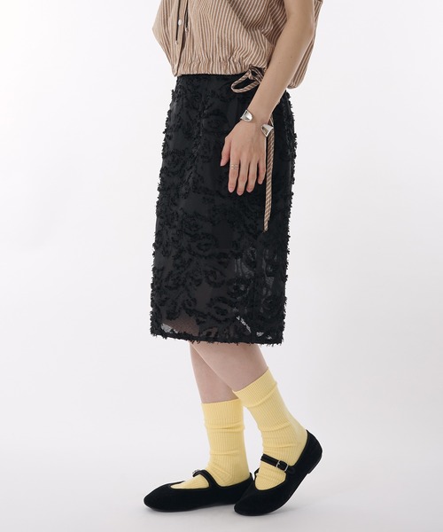 MUHET スカート sheer jaguard midi skirt / シアージャガード