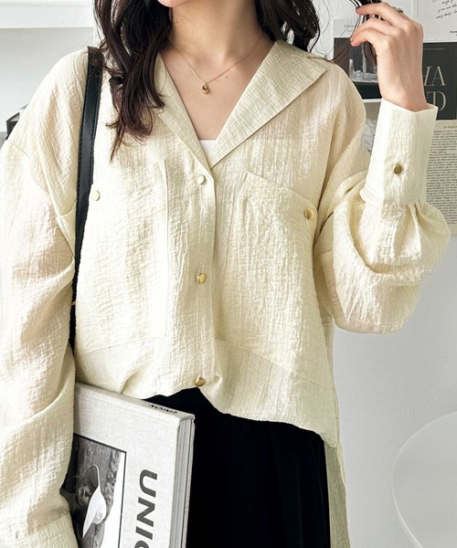 「GeeRA」 長(zhǎng)袖シャツ MEDIUM アイボリー レディース