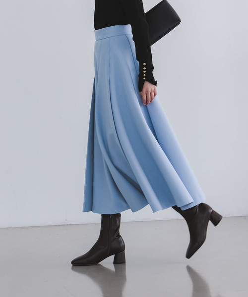 マークアンドロナ　サイドプリーツ　スカート　サイズ36 ブルー　新品タグ付き NOBLE（ノーブル） スカート ダブルクロスタックスカート : ZOZOTOWN