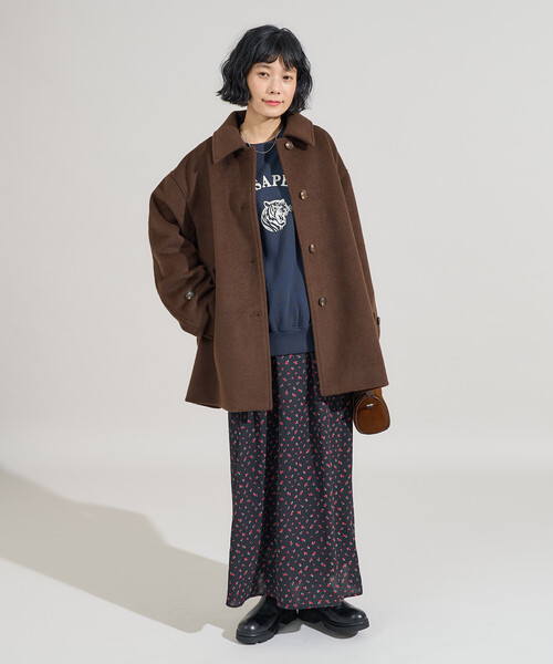 【美品】FREAK'S STORE ビーバーステンカラーショートコート/ブラウン FREAK'S STORE（フリークスストア）の「ビーバー ステンカラーショート