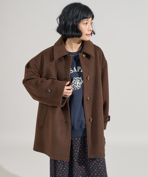 【美品】FREAK'S STORE ビーバーステンカラーショートコート/ブラウン ビーバー ステンカラーショートコート｜フリークスストアの通販｜&mall
