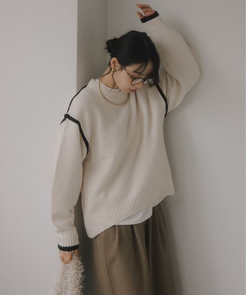 210nouve（トゥージュヌーヴ） ニット セーター バイカラー パイピング