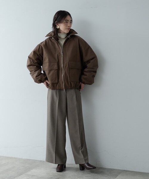 コート アウター 「再入荷」ビッグポケット中綿フォルムコート レディース